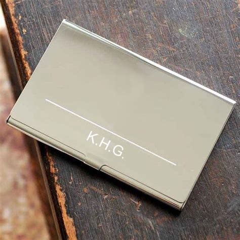 personalized silver business card holder